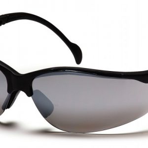VENTURE II SILVER MIRROR LENS BLACK FRAME, SAFETY GLASSES - PYR1870