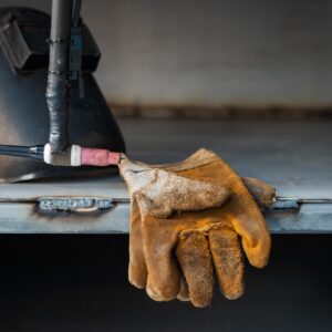 welding gloves and torch