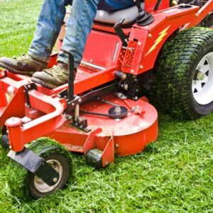 Closeup of a zero turn lawn mower