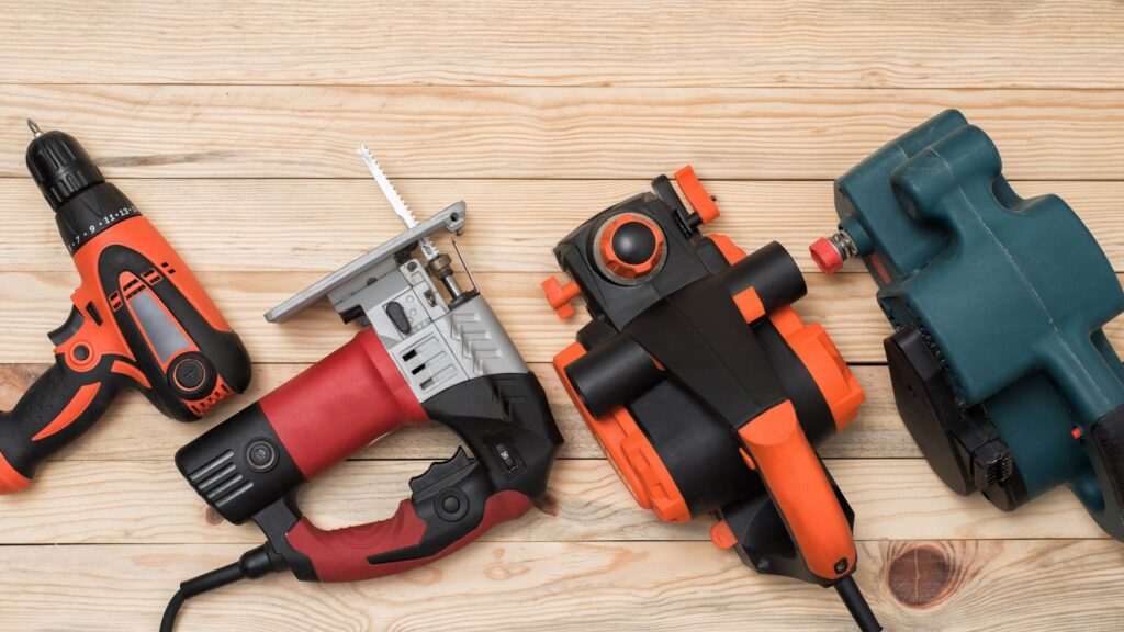 new power tools lying on a table