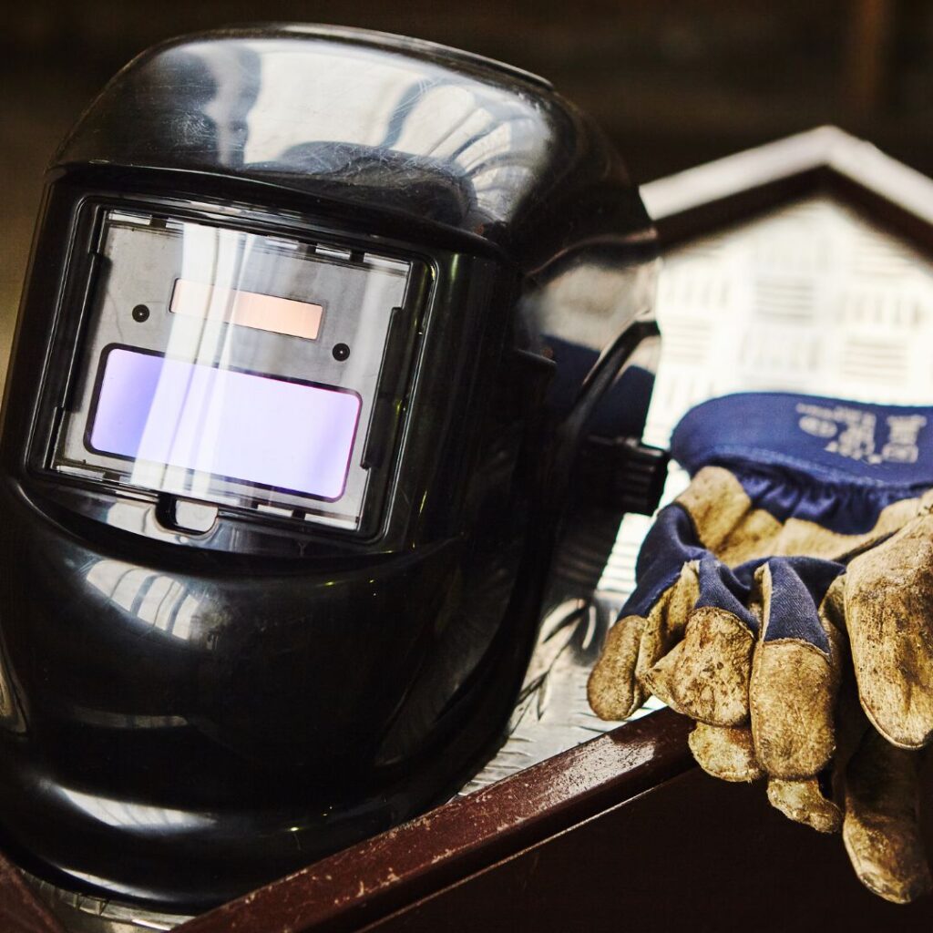 Welding PPE (helmet and gloves)