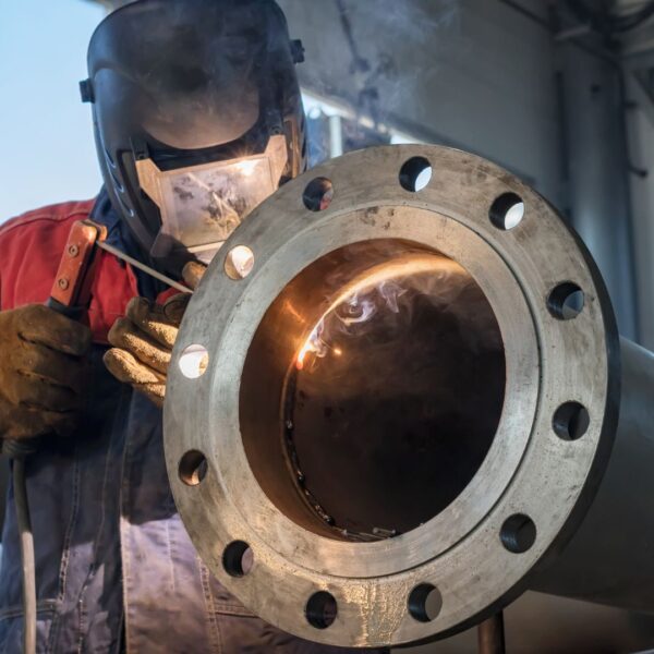 man welding a pipe