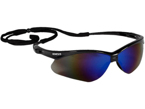 KleenGuard™ Nemesis™ Safety Glasses, Blue Mirror/Black Frame, Temple/Nylon
