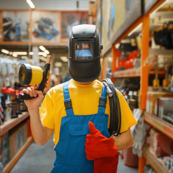 man in welders gear