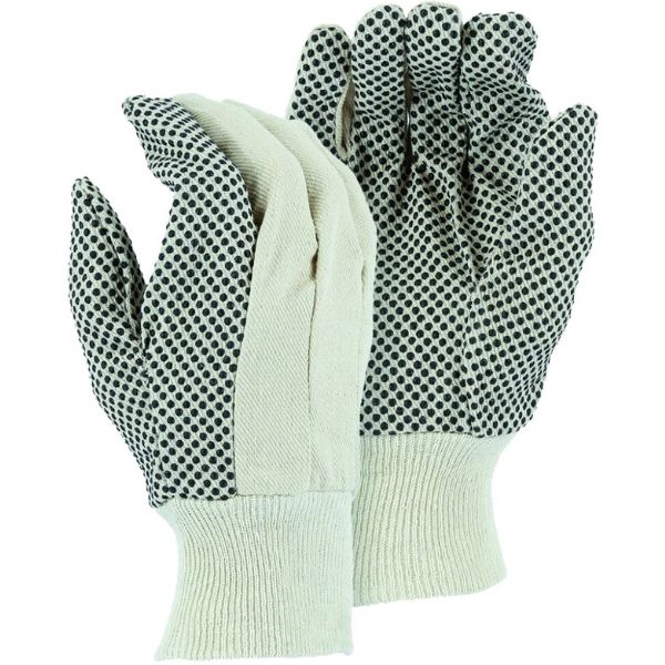 Gray and white work gloves