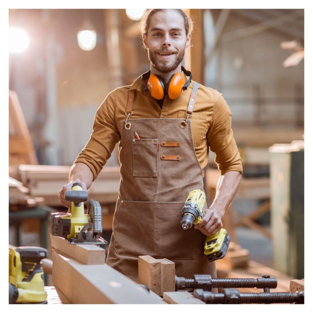 wood worker with tools