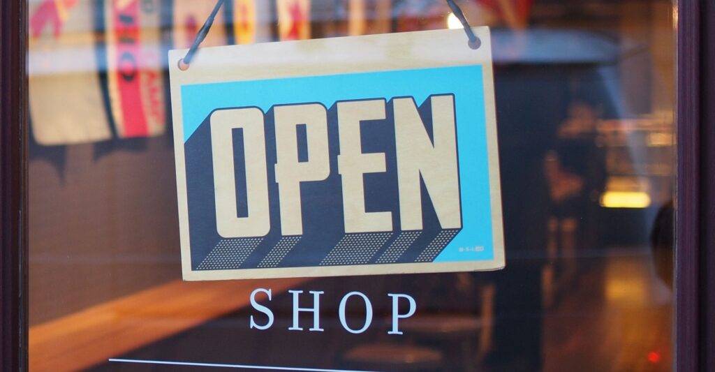 open sign in shop window